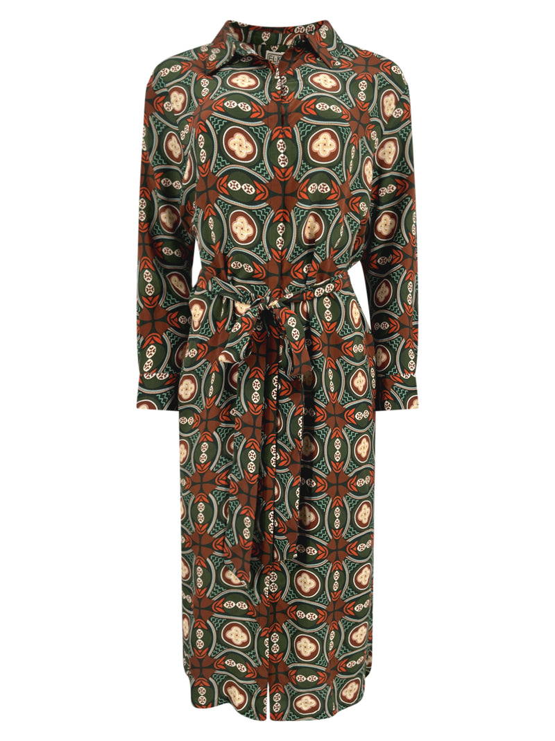 NORAH MOSAIC SILK SHIRTDRESS