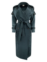 A NAIMA SILK FEEL BELTED TRANSITION TRENCH COAT IN TEAL