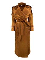 A NAIMA SILK FEEL BELTED TRANSITION TRENCH COAT IN GOLD