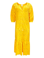 ARTEMIS SUNFLOWER YELLOW COTTON SCHIFFLI DRESS