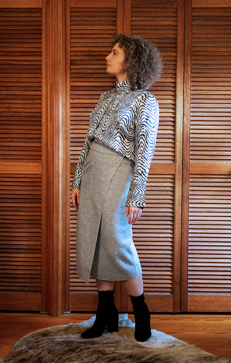 LOUNGE SUIT WRAP SKIRT GREY ICE