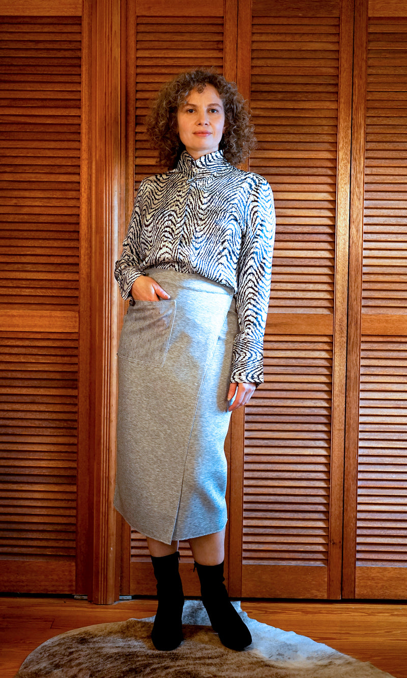 LOUNGE SUIT WRAP SKIRT GREY ICE