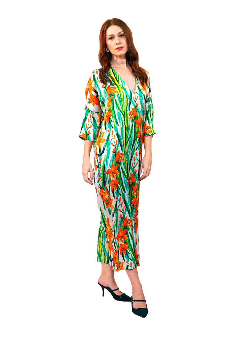 BILLIE TIGER LILY Silk V-Neck Dress