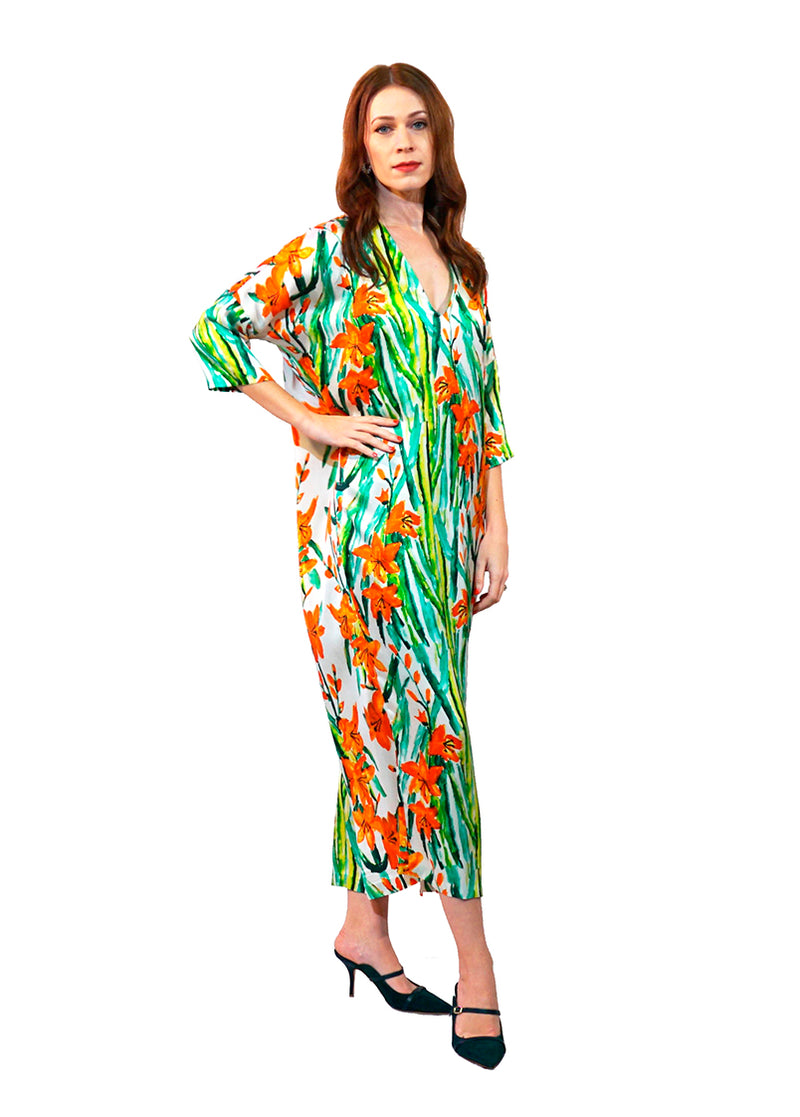 BILLIE TIGER LILY Silk V-Neck Dress