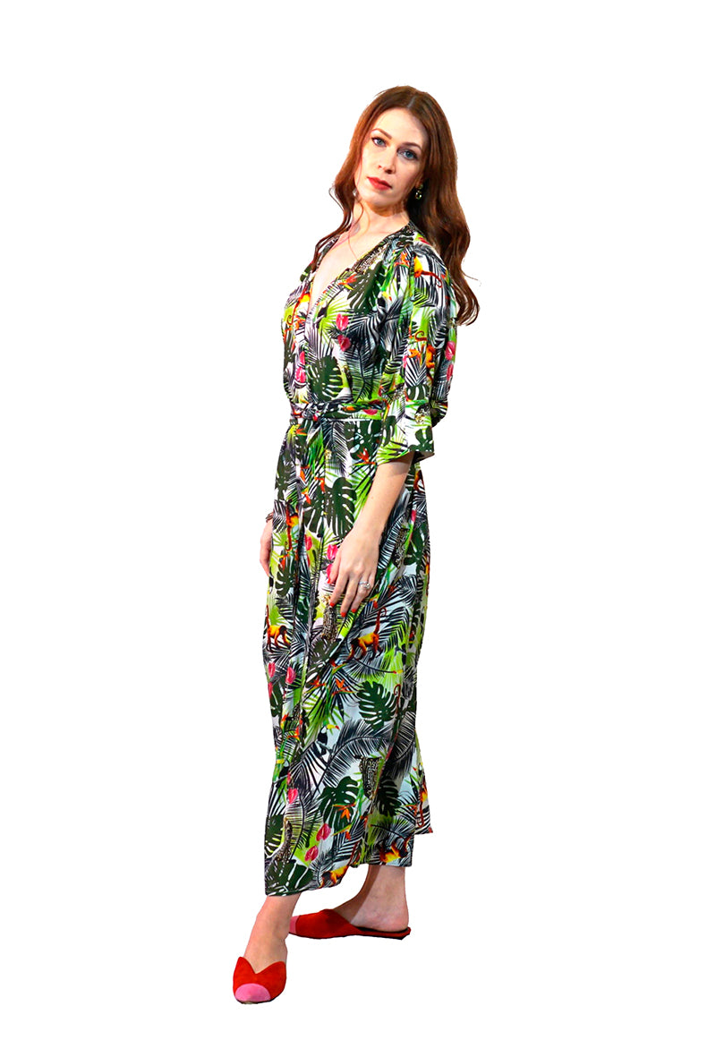 BLOSSOM JUNGLE Silk Cover-Up Dress