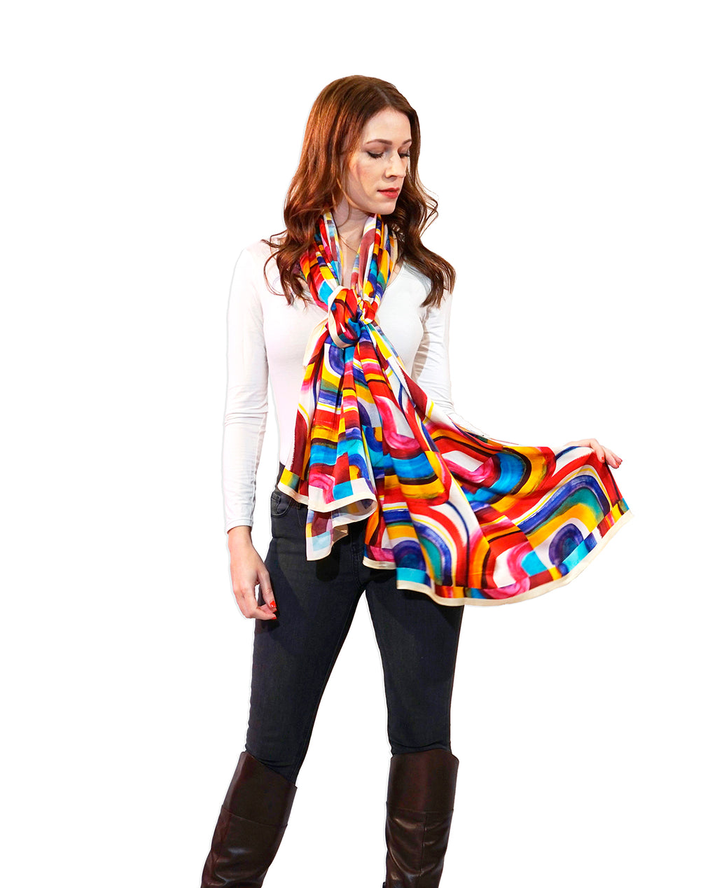 COLORBLOCK SILK SCARF PAREO