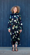 THE ANITA MOONFLOWER SILK DRESS WITH NECK TIE