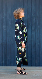 THE ANITA MOONFLOWER SILK DRESS WITH NECK TIE