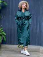 A NAIMA SILK FEEL BELTED TRANSITION TRENCH COAT IN TEAL