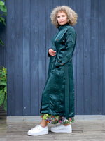 A NAIMA SILK FEEL BELTED TRANSITION TRENCH COAT IN TEAL